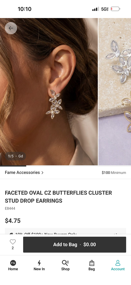 Fluttering Crystal Butterfly Drop Earrings | Gold CZ Statement Earrings