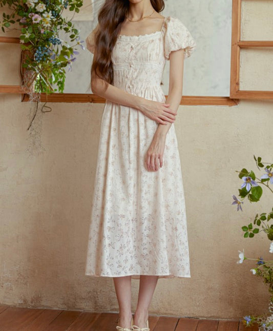 Delicate Bow Print Maxi Dress