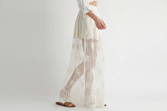 Floral embellished mesh maxi Skirt