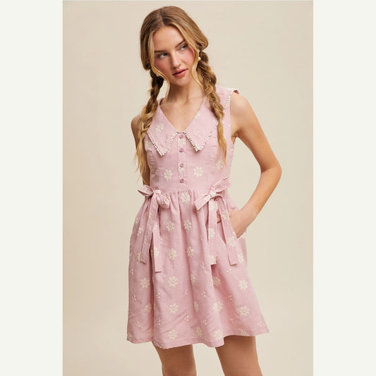 Gingham Floral Mini Dress