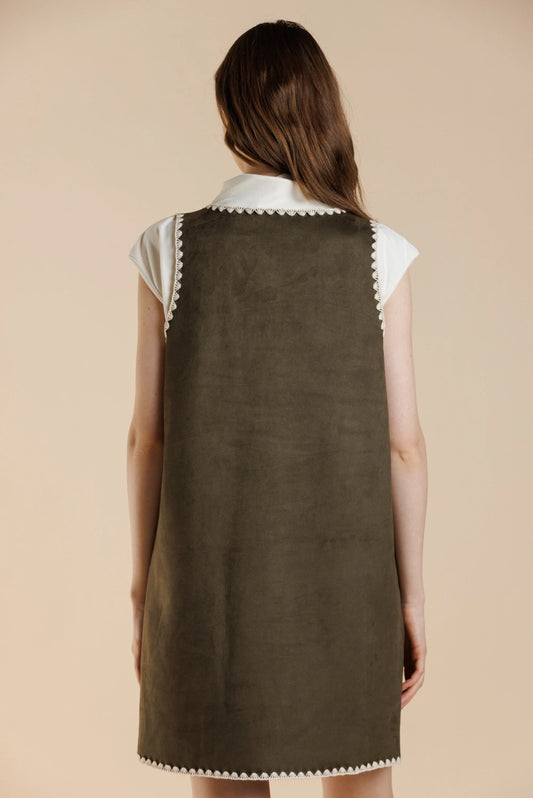 Willow Suede Stitch Pinafore Mini Dress