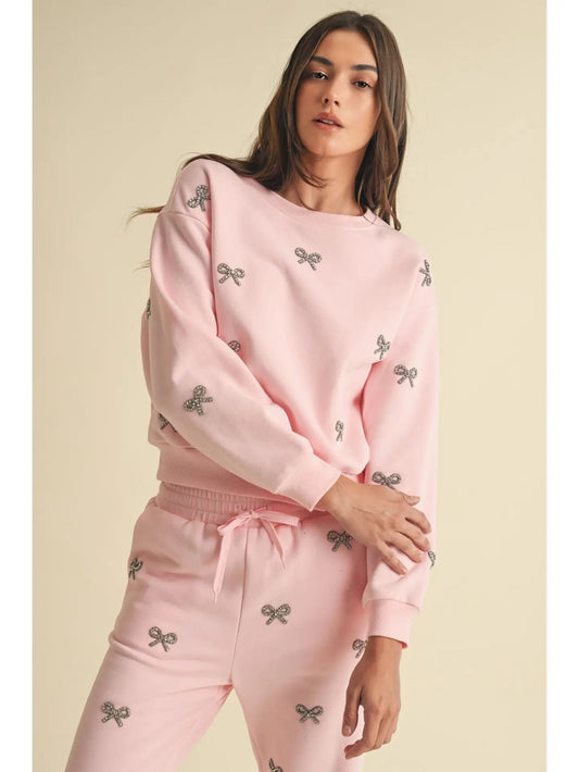 Sparkle Bow Luxe Crewneck Sweatshirt