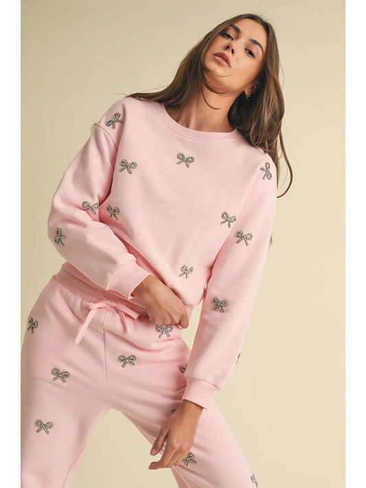 Sparkle Bow Luxe Crewneck Sweatshirt