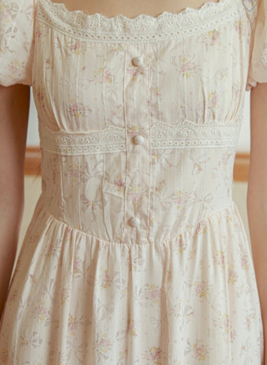 Delicate Bow Print Maxi Dress