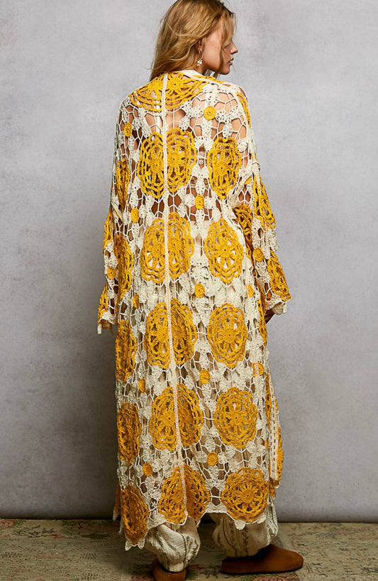 Maxi Long Sleeve Crochet Cardigan