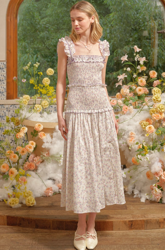 Lavender Garden Smocked Midi (Size M)