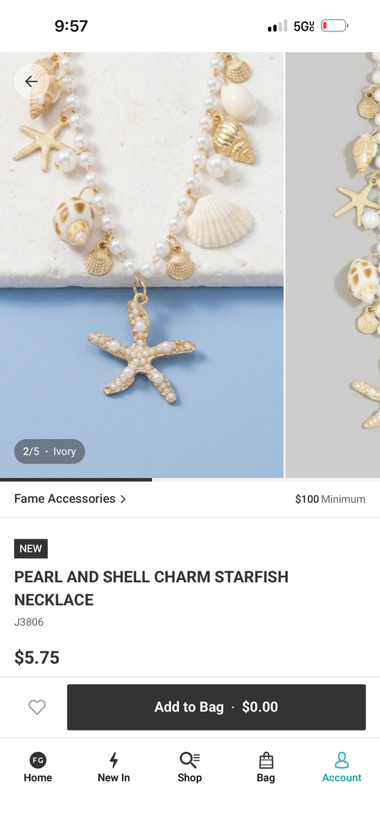 Seaside Pearl Starfish Charm Necklace | Coastal Shell Statement Necklace