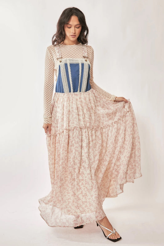 Floral Corset Maxi Overall Dress