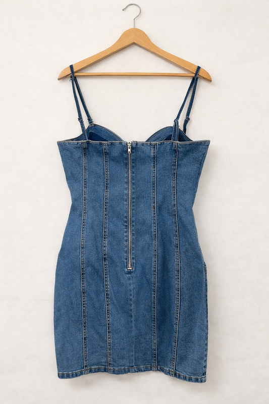 Midnight Rose Denim Corset Mini Dress