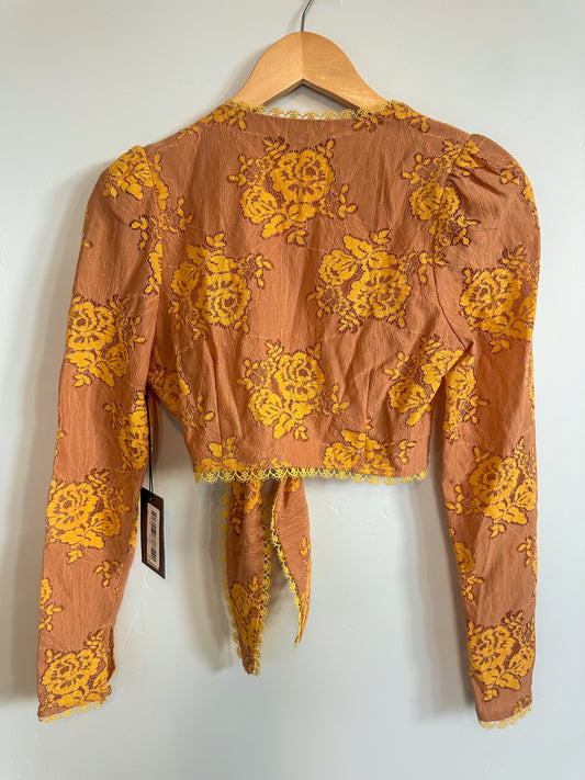 Golden Heirloom Tie-Front Blouse (Size L)
