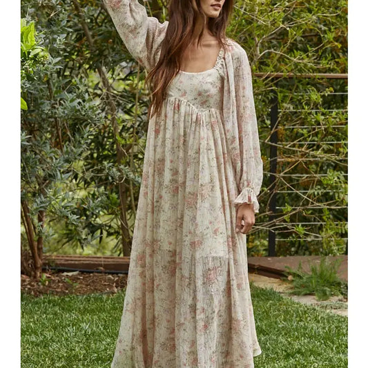 Meadow Muse Floral Chiffon Maxi Dress