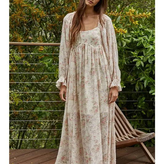 Meadow Muse Floral Chiffon Maxi Dress